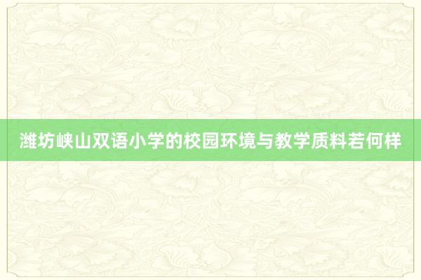 潍坊峡山双语小学的校园环境与教学质料若何样
